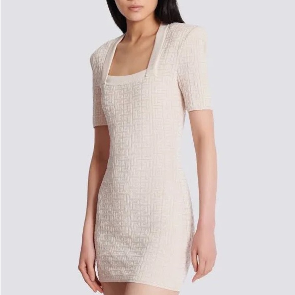 NWT, Women’s BALMAIN
Beige Monogram Dress, size 38 US size Medium - Picture 2 of 16
